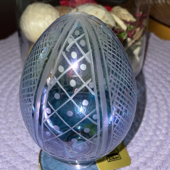 Egyptian Blue Etched Pedestal Egg! - Picture 2 of 5